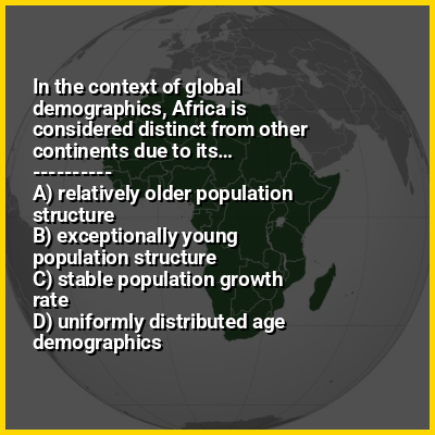 In the context of global demographics, Africa is considered distinct from other continents due to its…