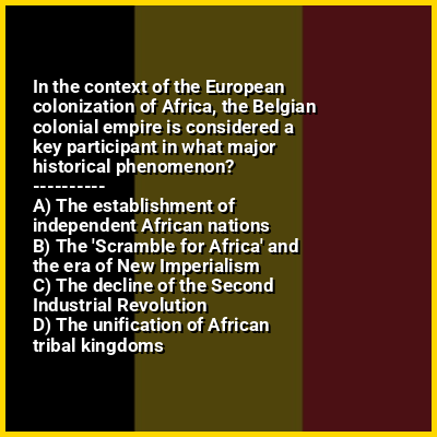 In the context of the European colonization of Africa, the Belgian colonial empire is considered a key participant in what major historical phenomenon?