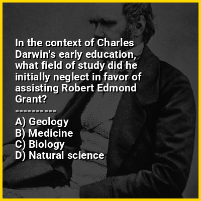 In the context of Charles Darwin's early education, what field of study did he initially neglect in favor of assisting Robert Edmond Grant?