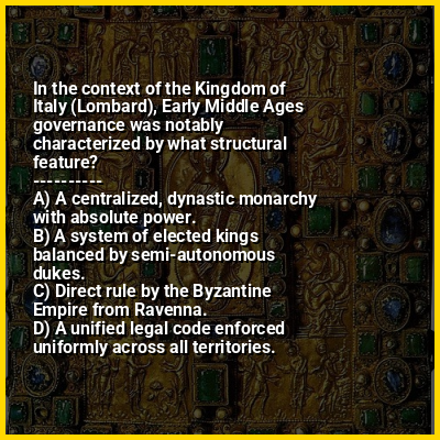 In the context of the Kingdom of Italy (Lombard), Early Middle Ages governance was notably characterized by what structural feature?