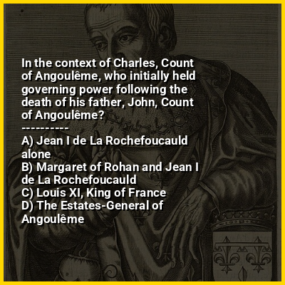 In the context of Charles, Count of Angoulême, who initially held governing power following the death of his father, John, Count of Angoulême?