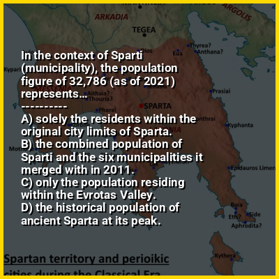 In the context of Sparti (municipality), the population figure of 32,786 (as of 2021) represents…